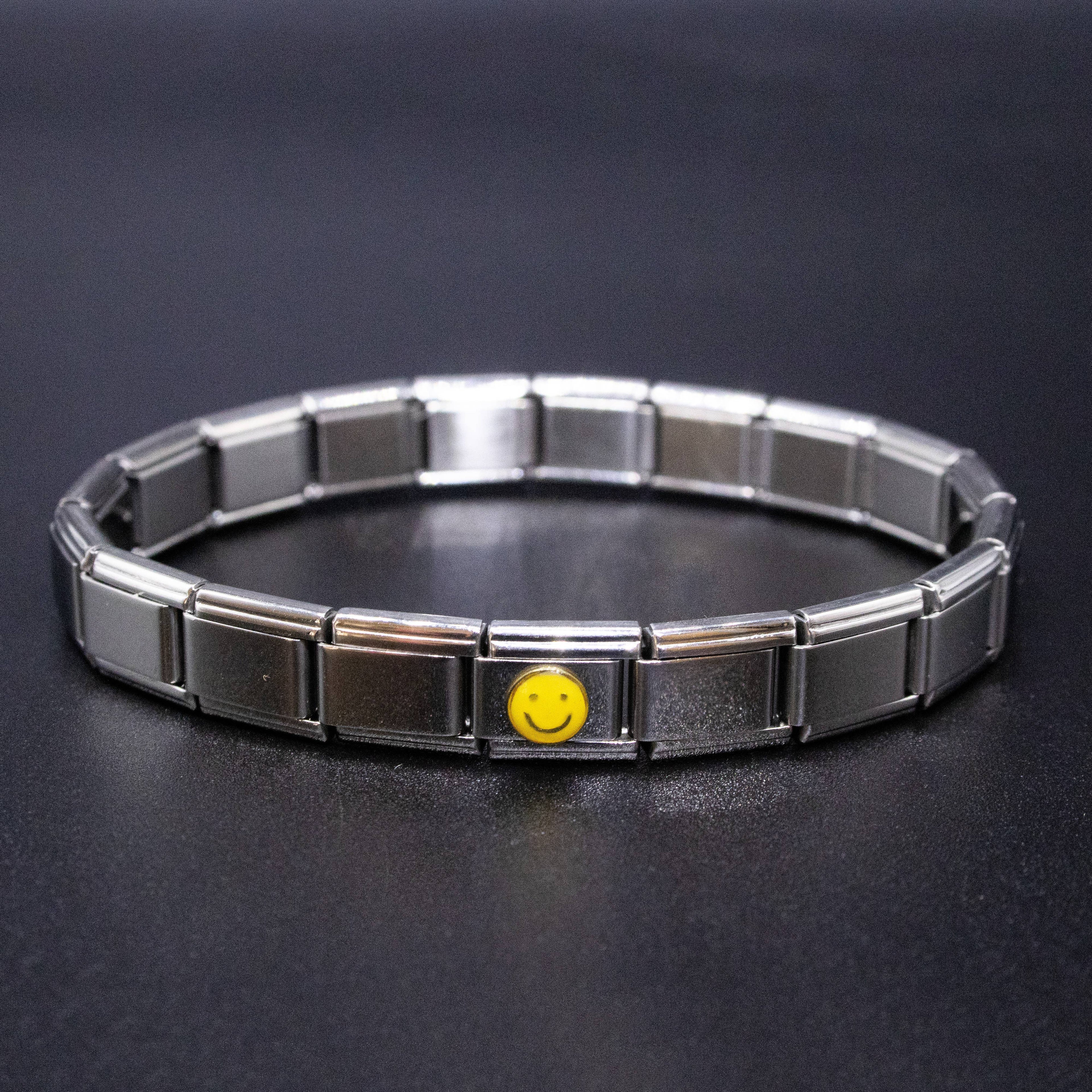 Italian Charm Bracelet Charms - 9mm Emoji Smiley Face Links