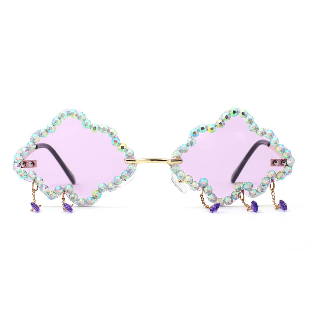 Rhinestone Cloud Irregular Shades Crystal Charm Sunglasses