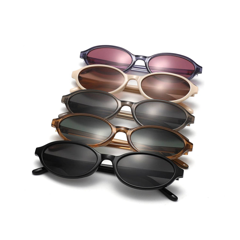 Retro Oval Slim Frame Unisex Fashion Sunglasses