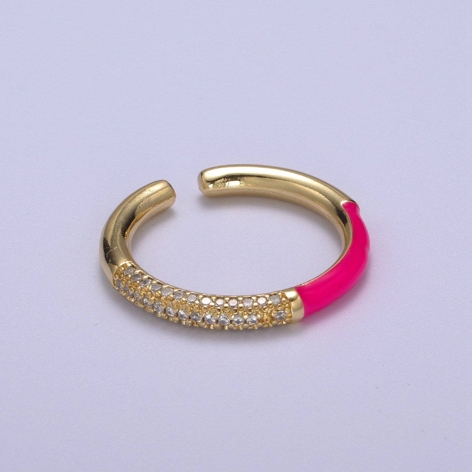 14K Gold Filled CZ Colorful Enamel Adjustable Ring S170~S179