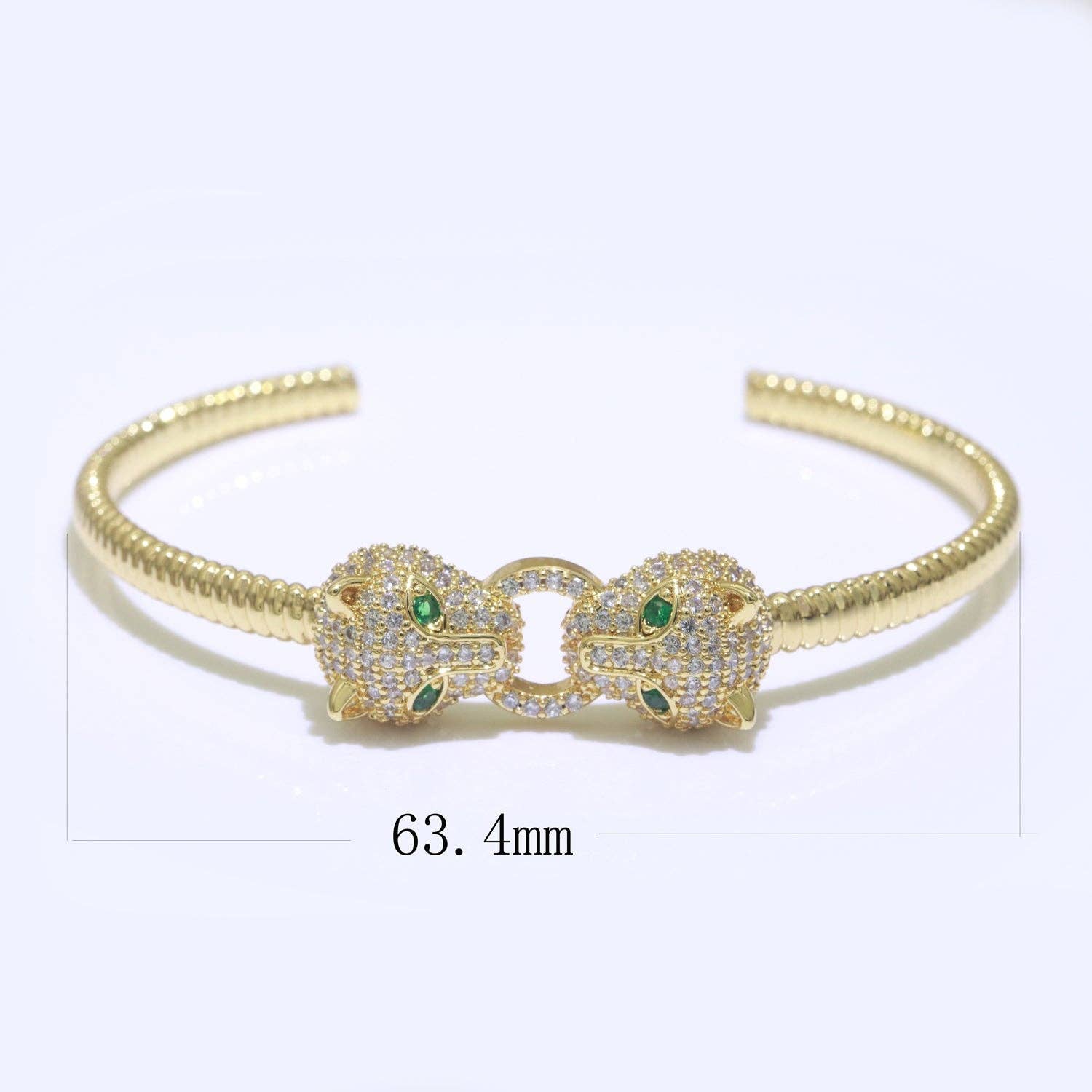 Gold Filled Panther Open Adjustable Bangle Quality Bracelet