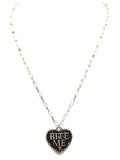 Western Heart Bite Me Engraved Necklace