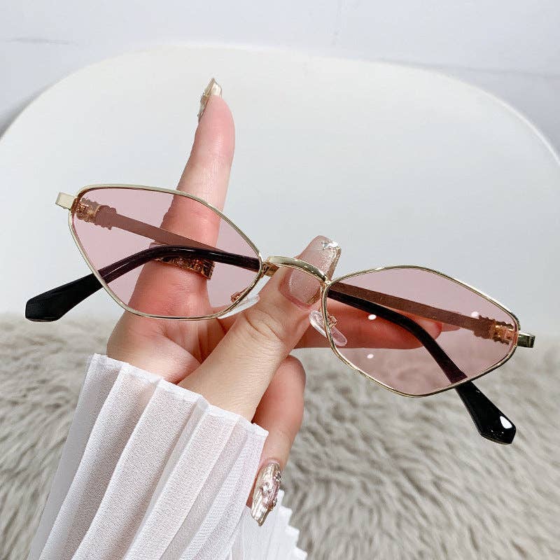 Trendy Hexagonal Sunglasses Metal Frame Fashion Eyewear