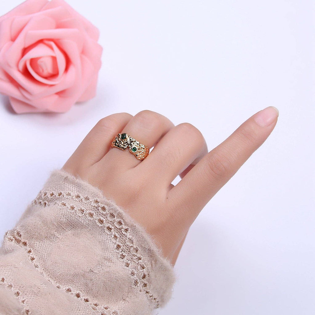 16K Gold Filled Textured Abstract Emerald Green Crystal Zirc