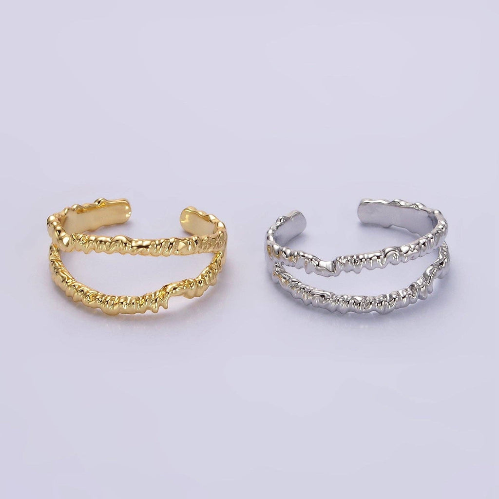 24K Gold Filled Open Double Molten Drip Band Ring