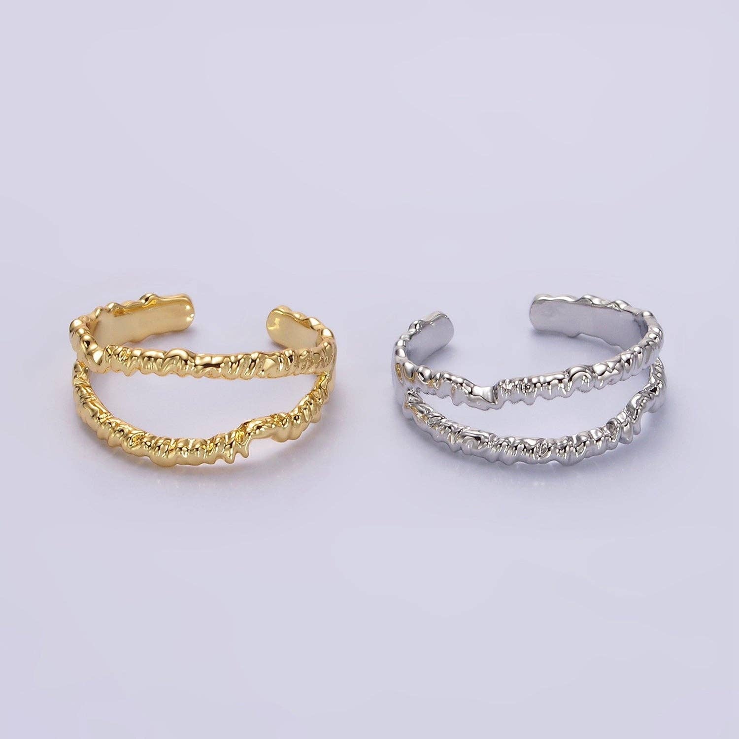 24K Gold Filled Open Double Molten Drip Band Ring