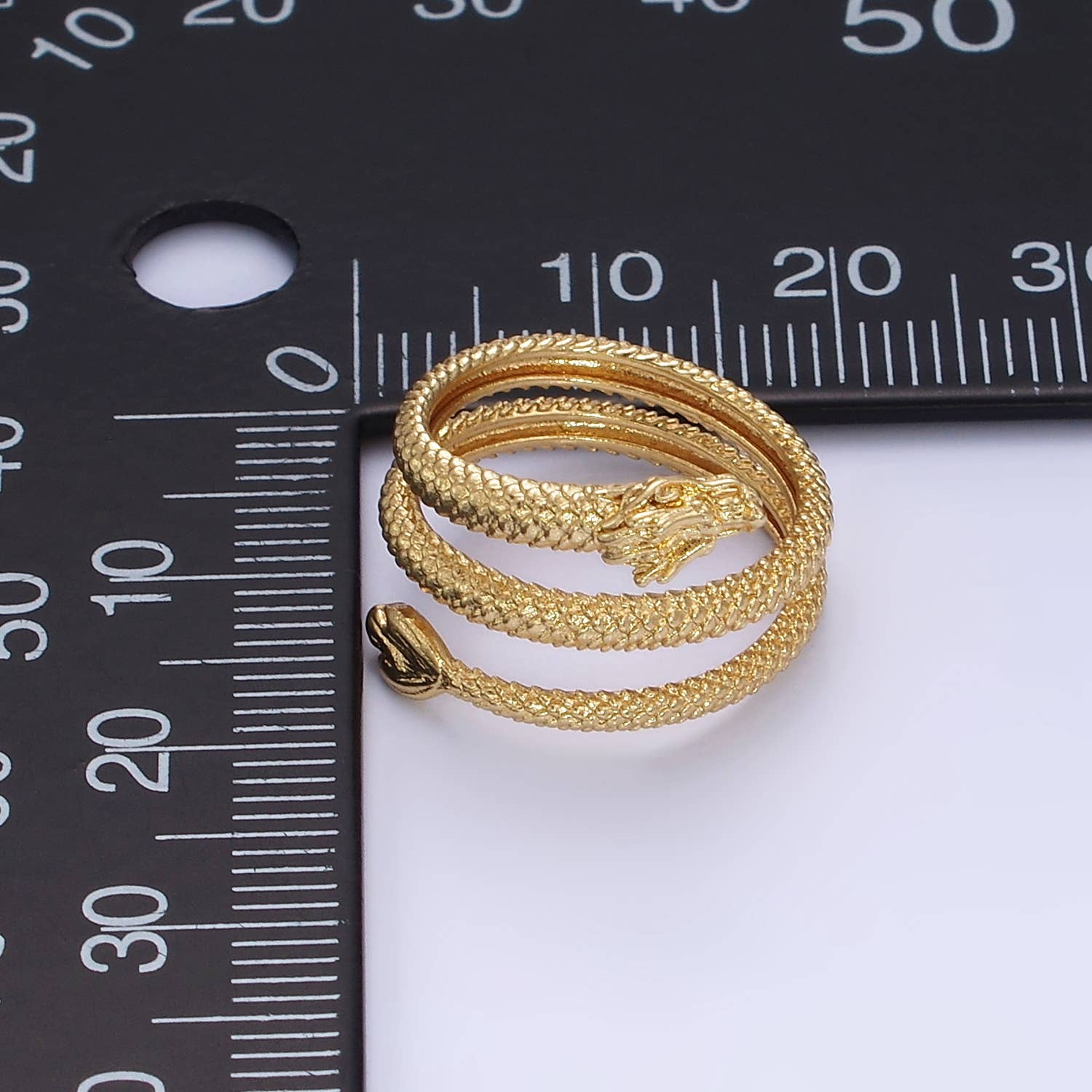 14K Gold Filled Dragon Scale-Textured Triple Band Wrap Ring