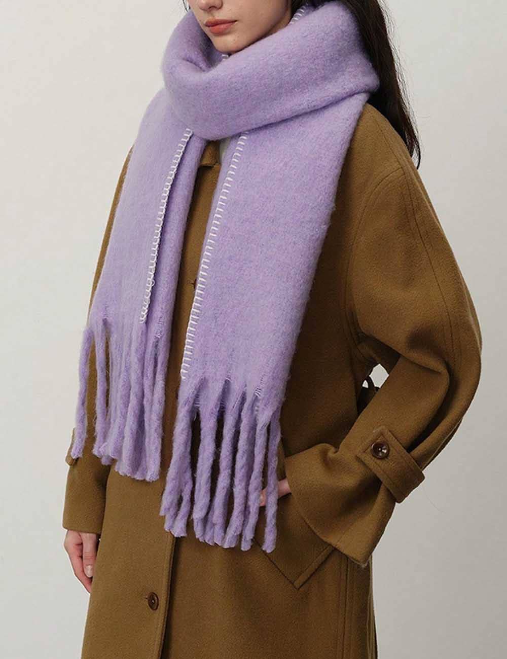 Warm Plush Thick Cashmere Fringe Winter Scarf DP25F607