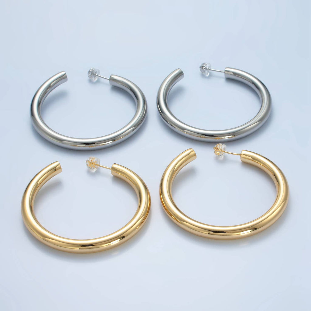 24K Gold Filled 50mm Minimalist Hoops | AD715 AD716