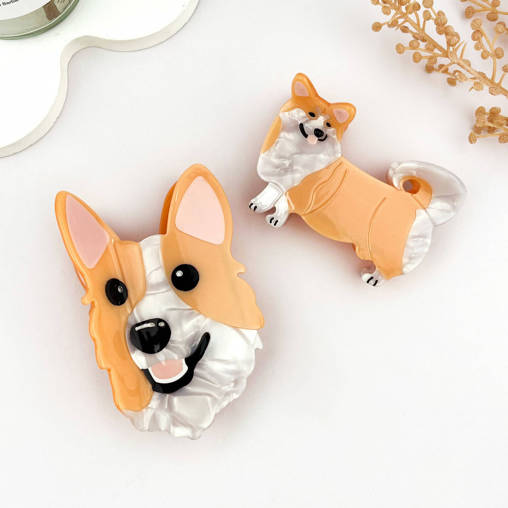 Cute Corgi Dog Hair Clip Acetate Animal Claw Clip