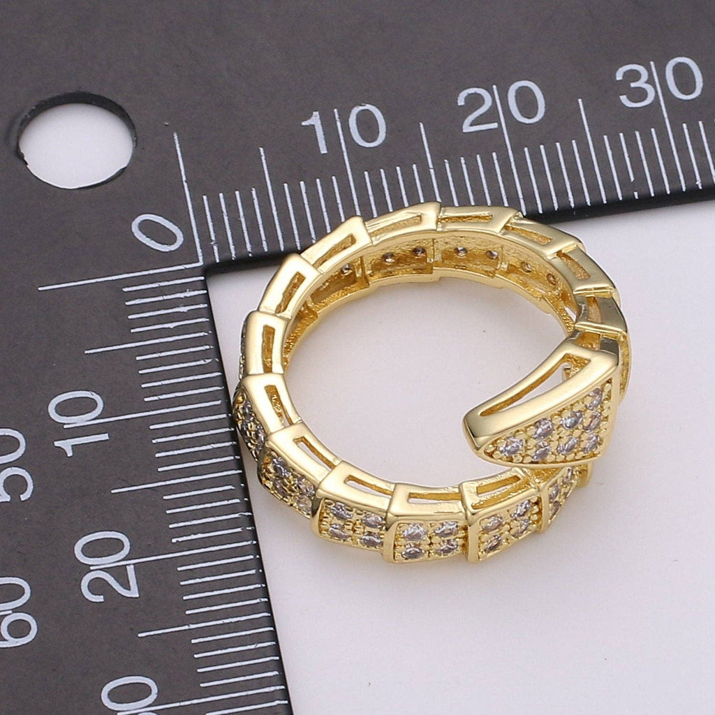 Snake ring, Serpent ring, Chunky ring, spiral snake ring, gold ring, wrap ring, snake gold ring, Adjustable Ring Micro Pave ring R089