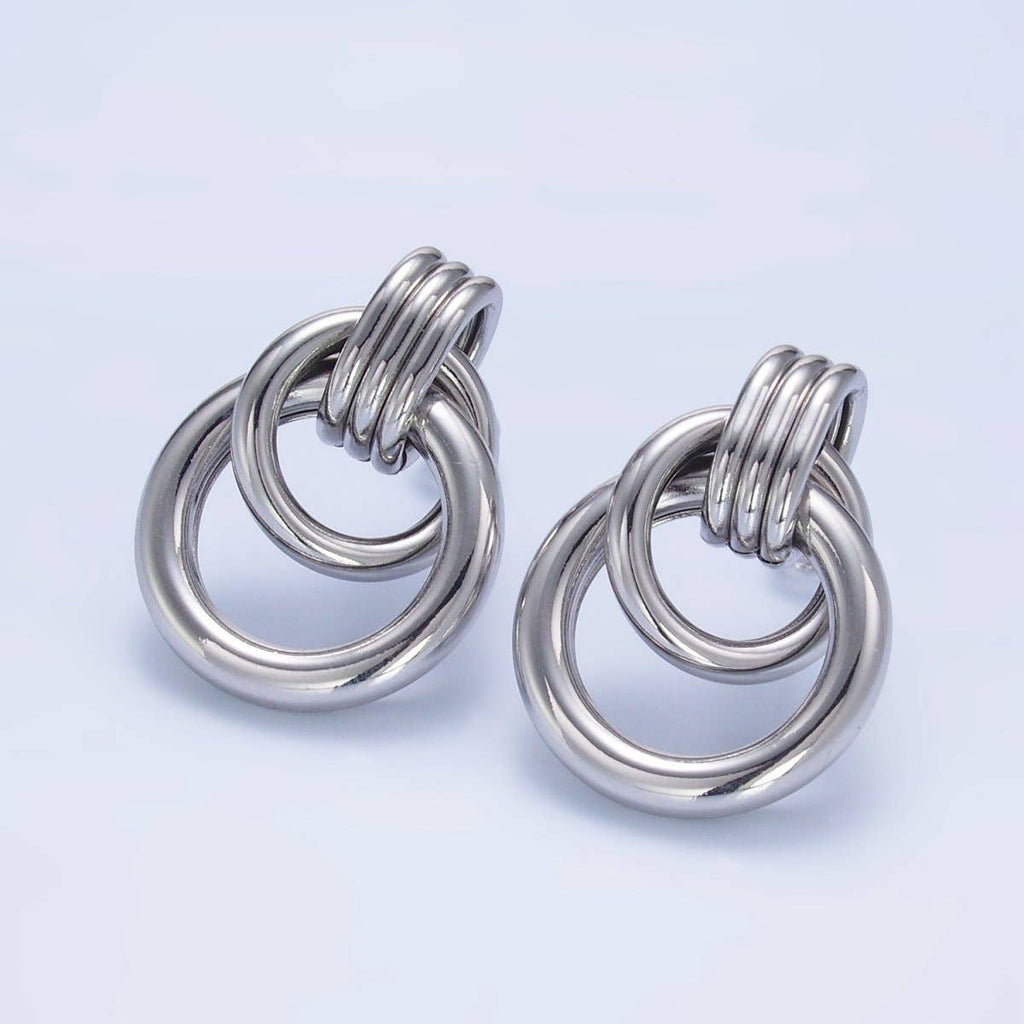 24K Gold Filled Geometric Circular Stud Earrings in Gold, Silver & Mixed Metal | P361 P362 V249