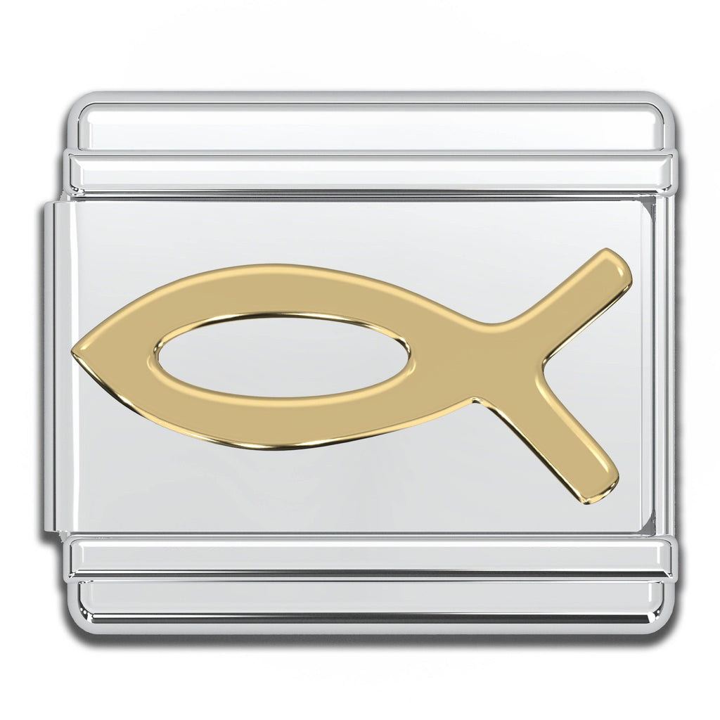 Italian Bracelet Charms - Jesus Fish (Gold) Religious Links