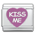 Italian Bracelet Charm 9mm modular for Men & Women - KISS ME HEART PURPLE