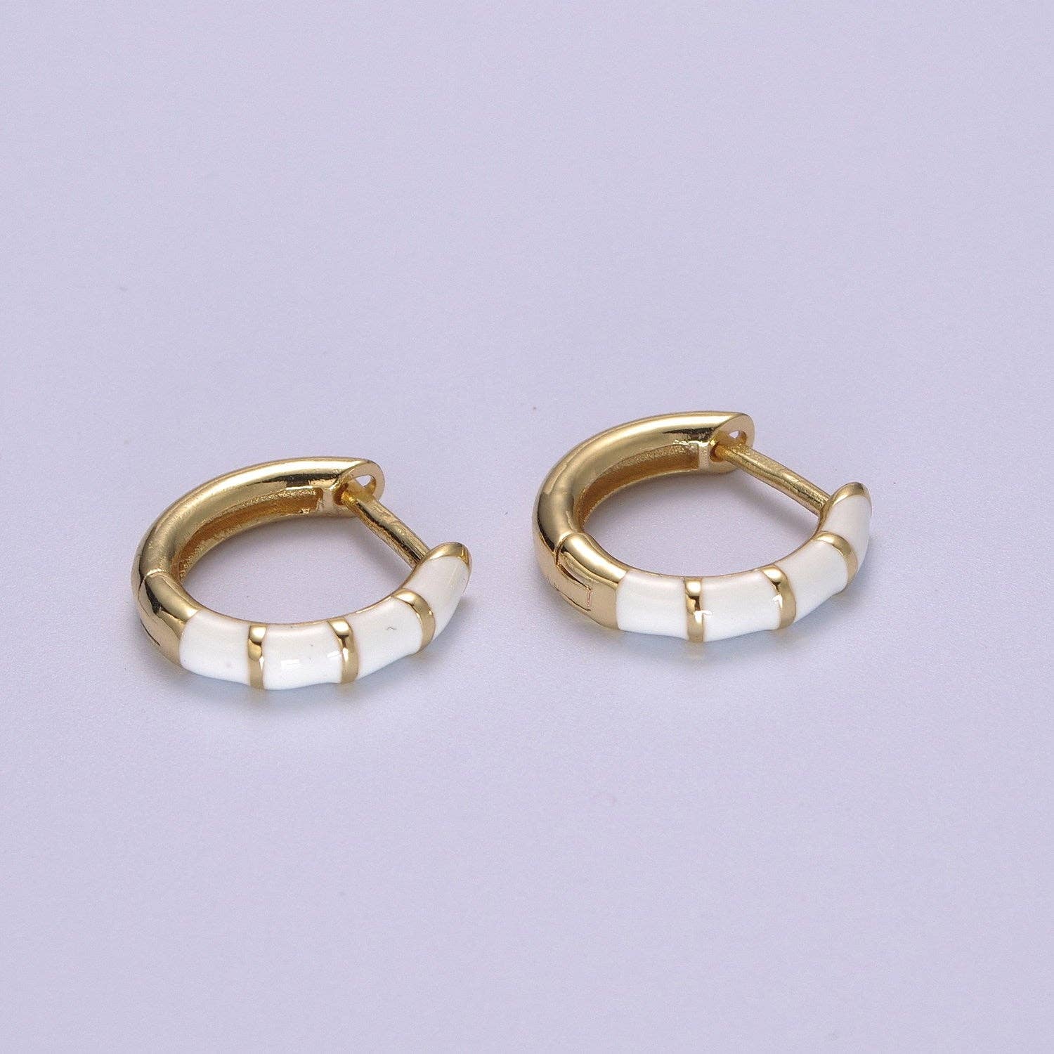 15mm Colorful Enamel Pastel Huggie Earring T164~T174