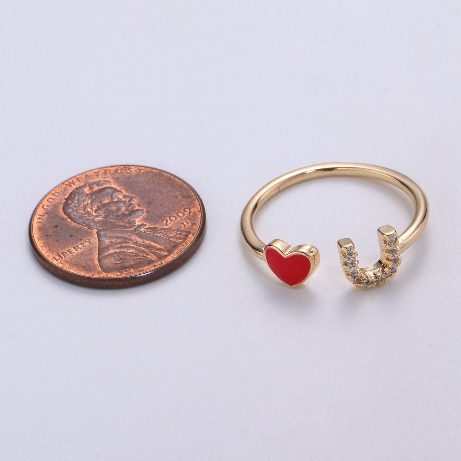 Gold Rings For Women Gold Cz Ring Red Heart Ring Dainty Ring Minimalist Ring Christmast Gift Thin Open Ring Gold Jewelry Heart Ring Love u