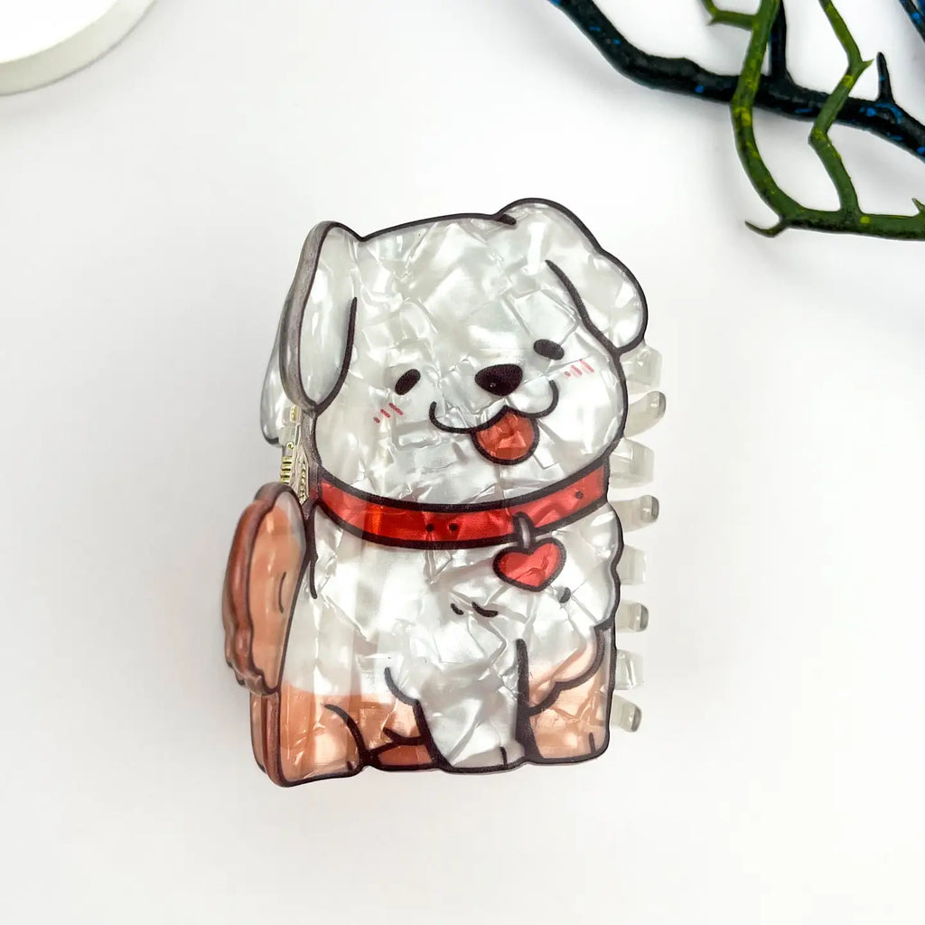 Smile Dog Print Acrylic Hair Claw Clip