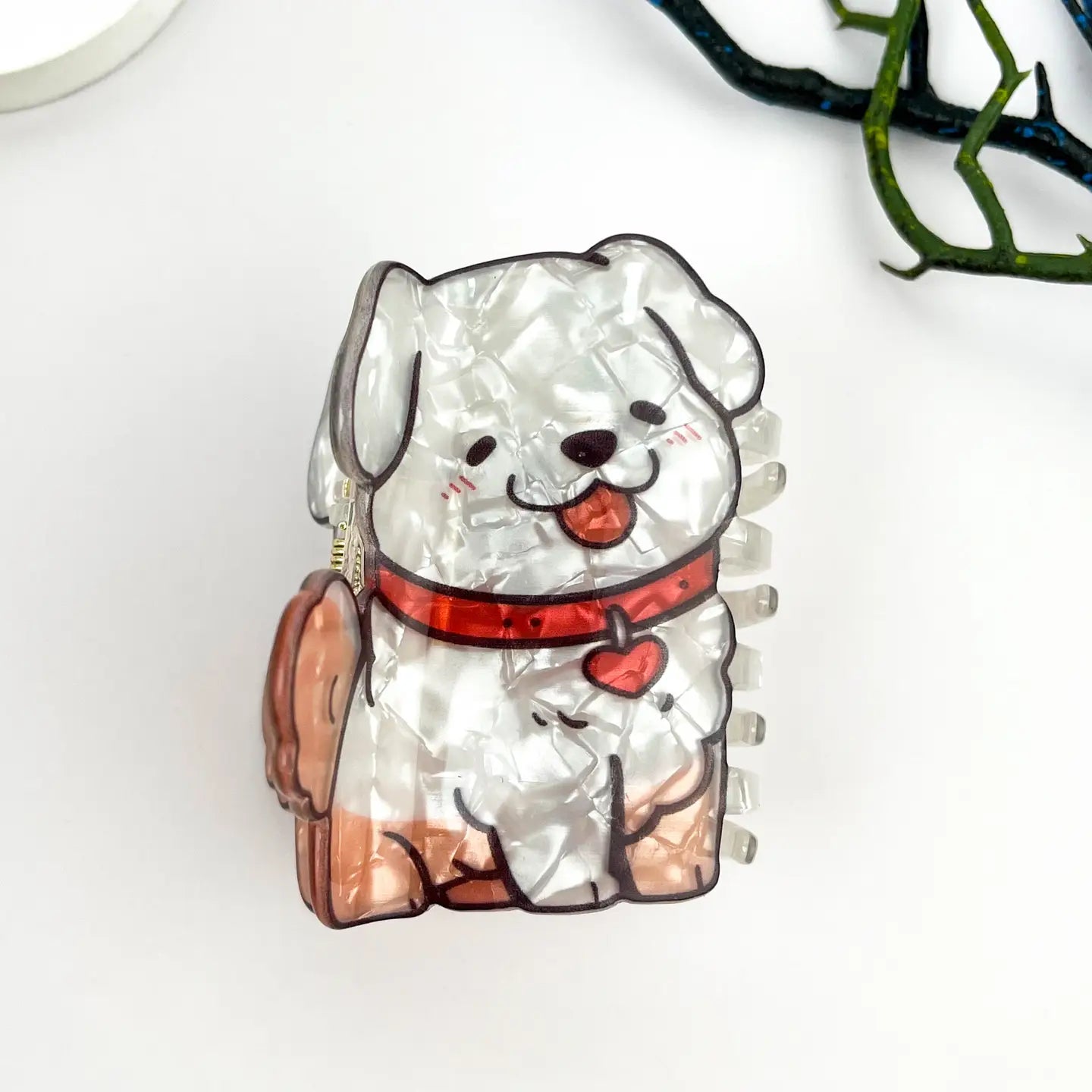 Smile Dog Print Acrylic Hair Claw Clip