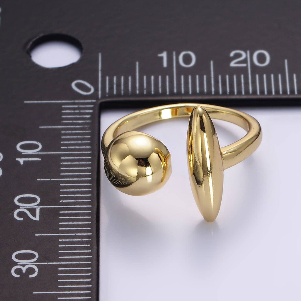 24K Gold Filled Round Sphere Shaped Wrapped Ring | O351