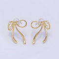 14K Gold Filled CZ Coquette Ribbon Tied Bow Stud Earrings
