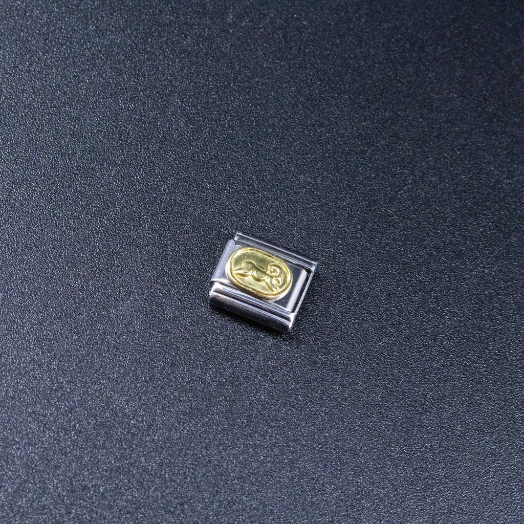 Italian Charms - Aries Zodiac, 9mm Gold Bracelet Links