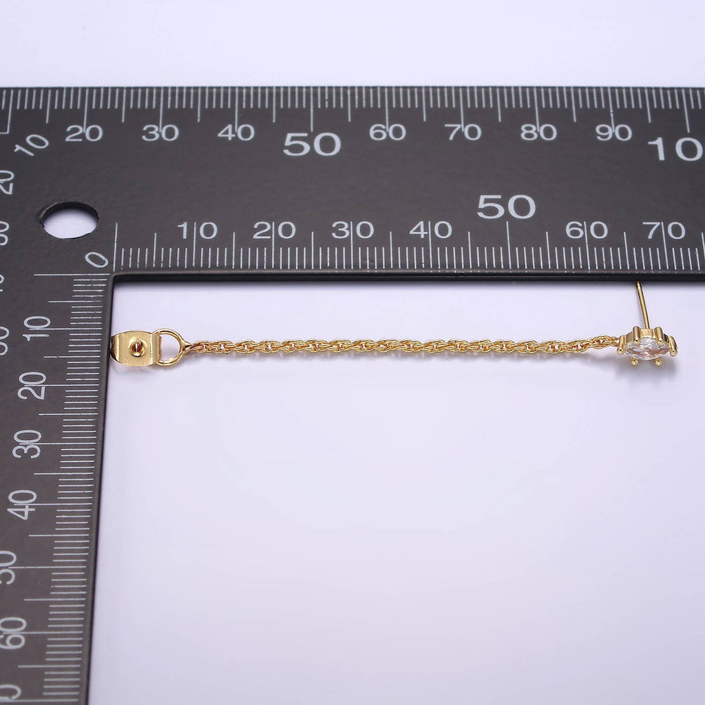 16k Gold Filled CZ Chain Link Stud Earrings | T060