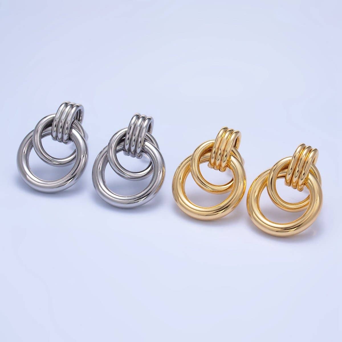 24K Gold Filled Geometric Circular Stud Earrings in Gold, Silver & Mixed Metal | P361 P362 V249