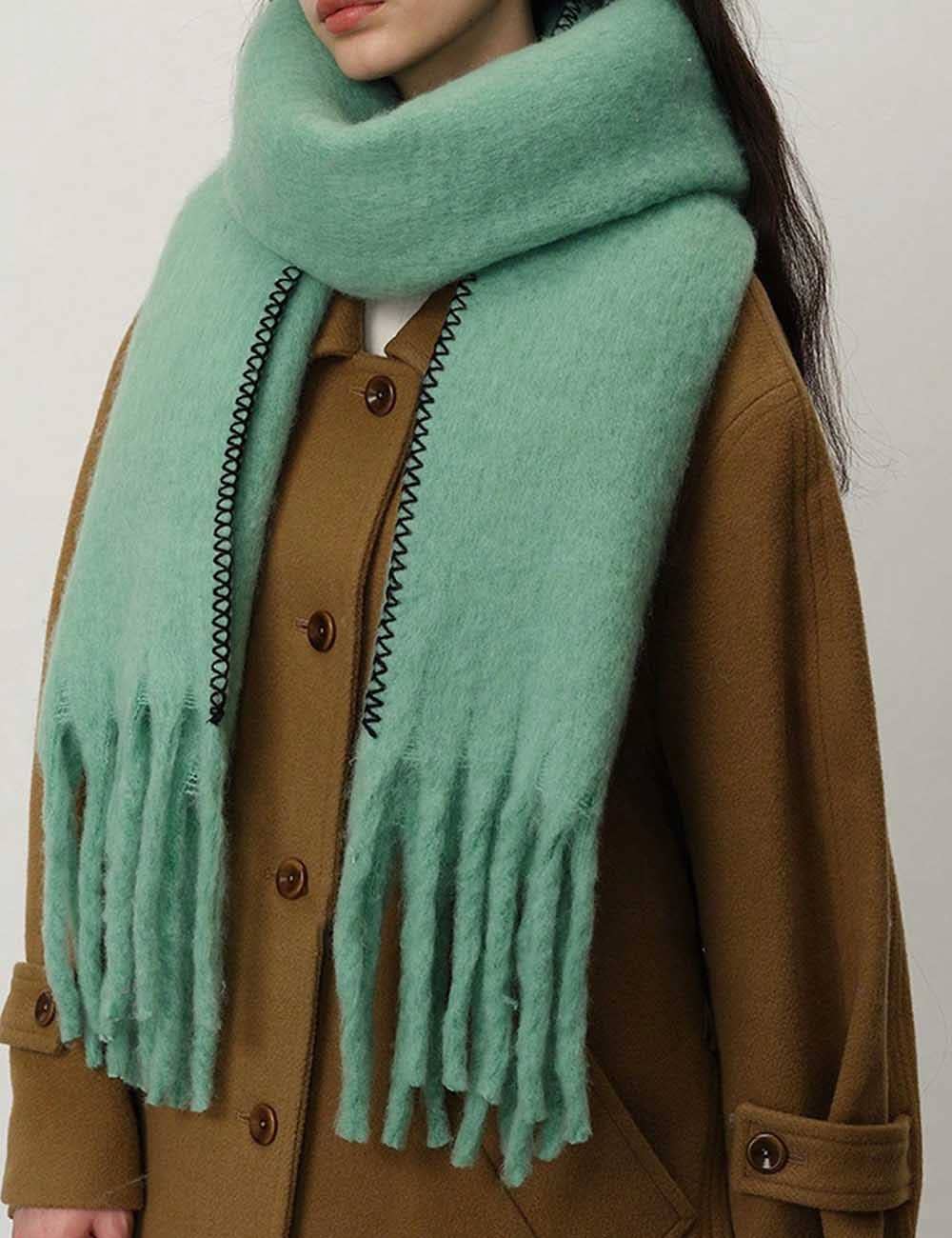 Warm Plush Thick Cashmere Fringe Winter Scarf DP25F607