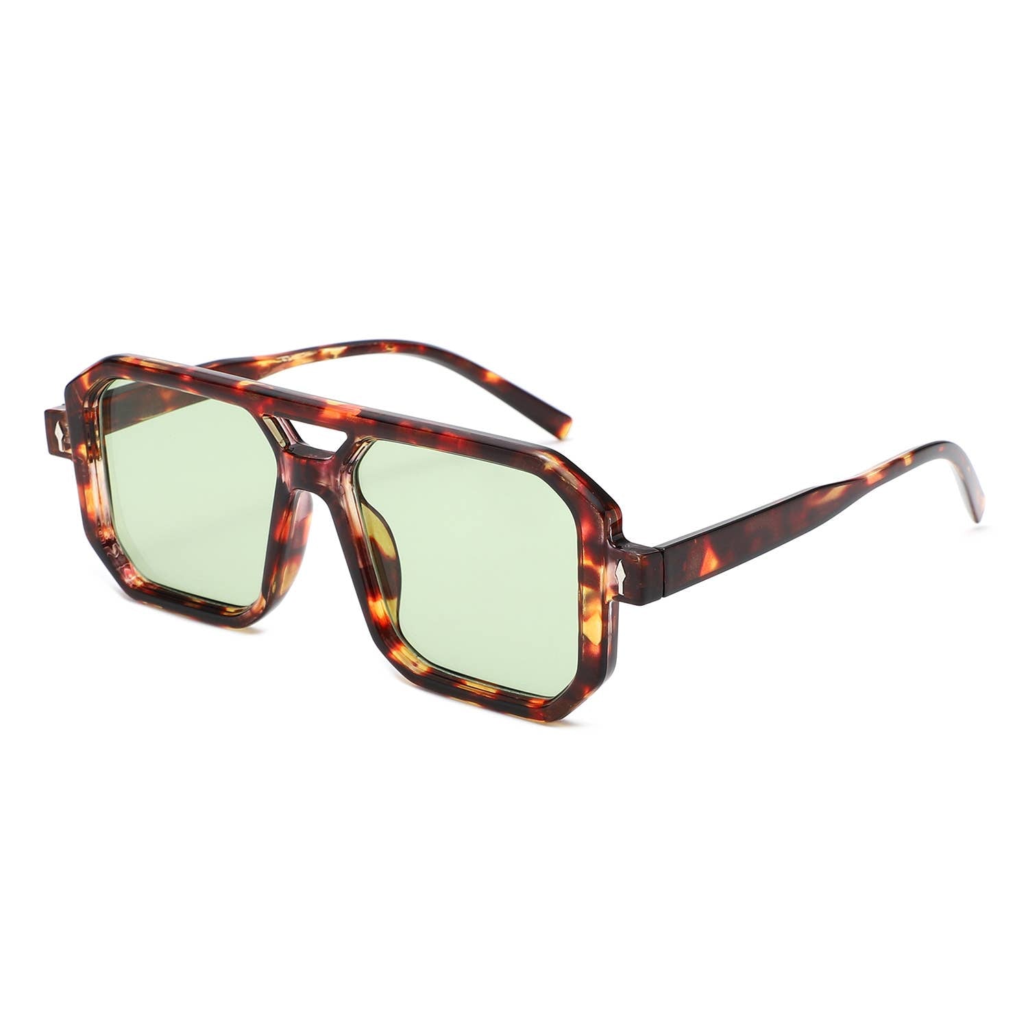 Geometric Square Brow-Bar Flat Top Sunglasses