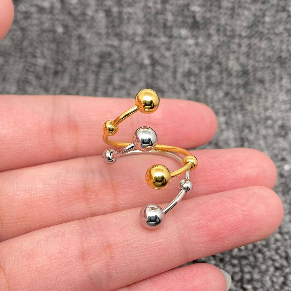 Two Tone Spiral Design 18K Gold Plated S.Steel Ring - FGS
