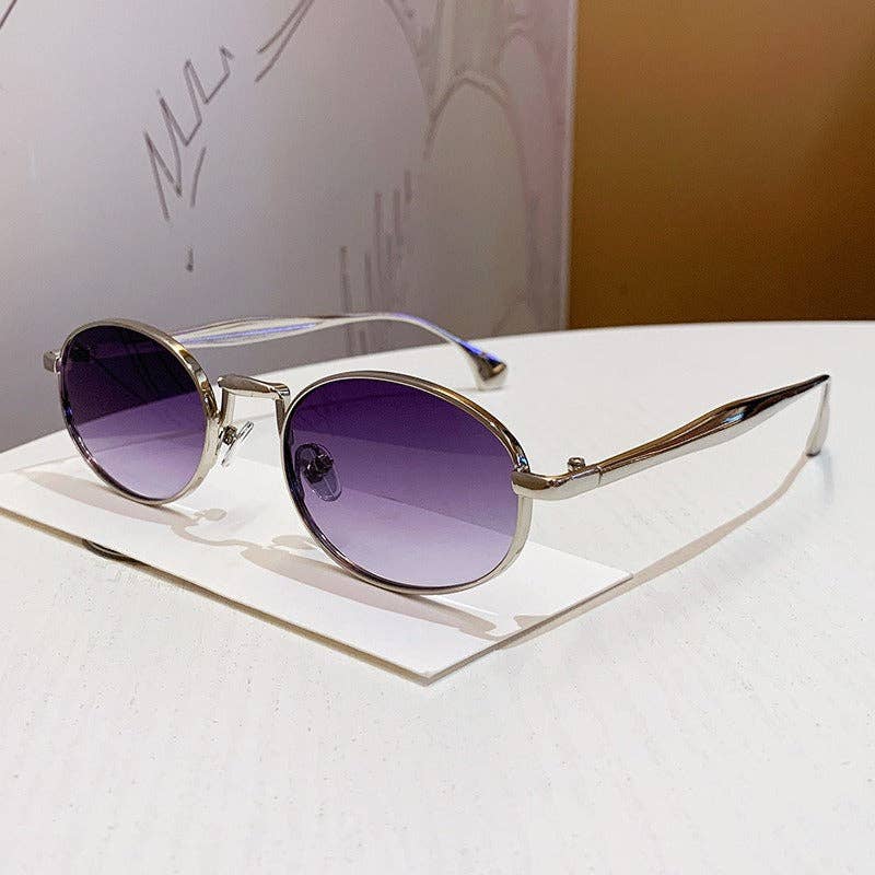 Trendy Oval Metal Frame Sunglasses for Men