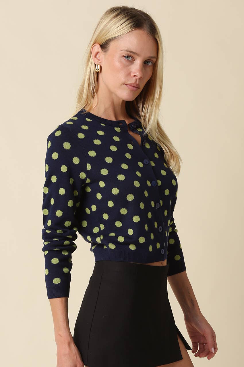 Callie Polka Dot Cropped Cardigan