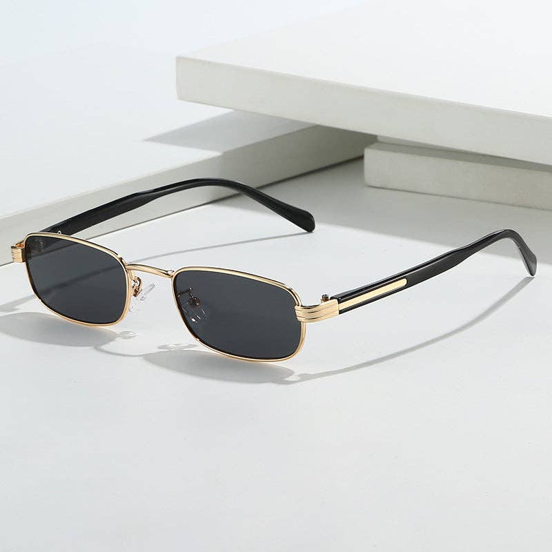 Trendy Rectangle Metal Sunglasses with UV Protection