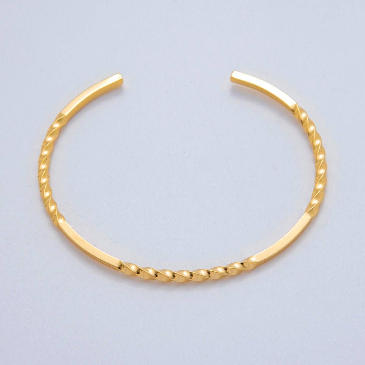 18K Gold Filled Twisted Band Bar Cuff Bracelet | WA-3289