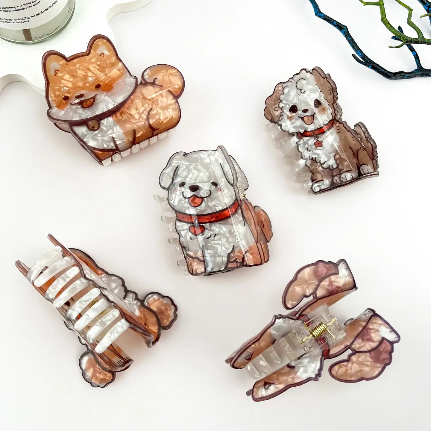 Smile Dog Print Acrylic Hair Claw Clip