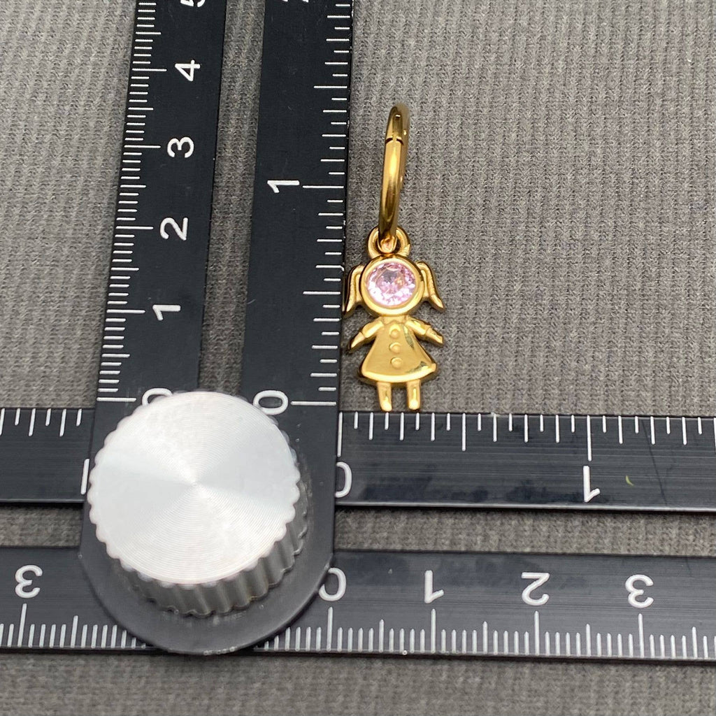 Zircon Inlaid Boy and Girl 18K Golden SS Huggie Earrings - FGS