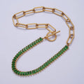 Fusion Necklace Half Baguette Tennis Chain, Half Paper Clip Chain, Statement 24K Gold Filled Necklace with Toggle WA-945