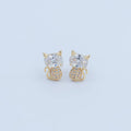 24K Gold Plated Micro Paved CZ Kitten Cat Stud Earrings Set in Gold & Silver | AB222 AB223