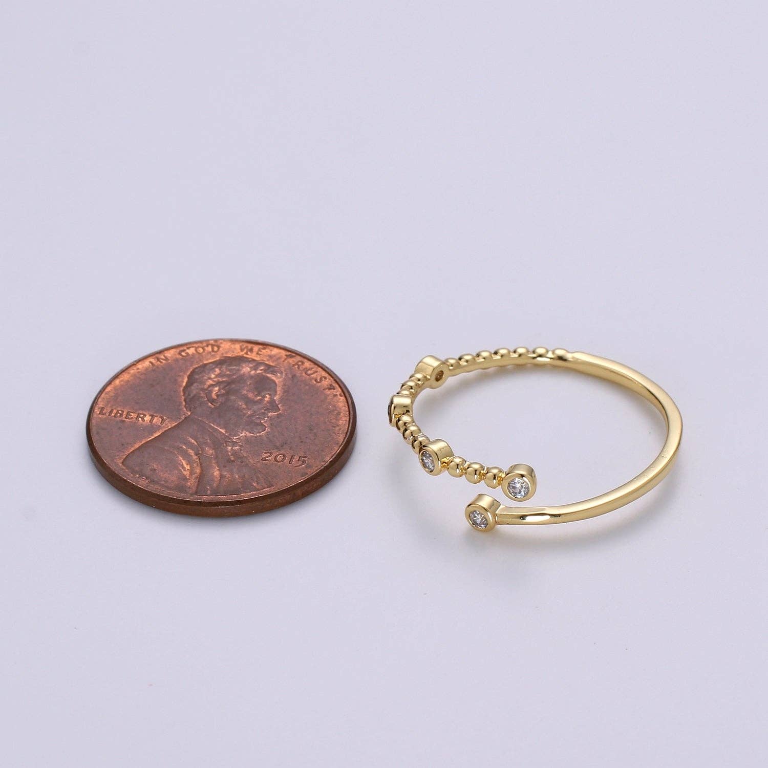 Dainty Cz Circle Bubble Chain Ring Round Open Cuff Ring Open