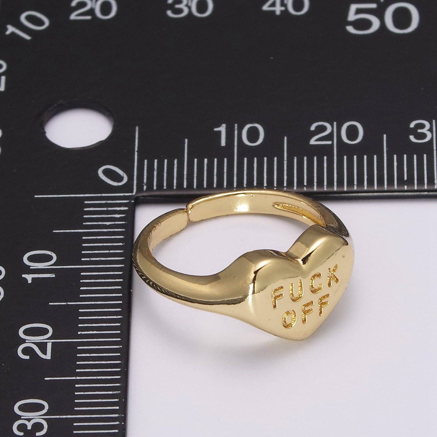 Gold Fuck Off Ring, Heart Shaped Signet, Fuckoff rings oval signet ring gold rings for women U132