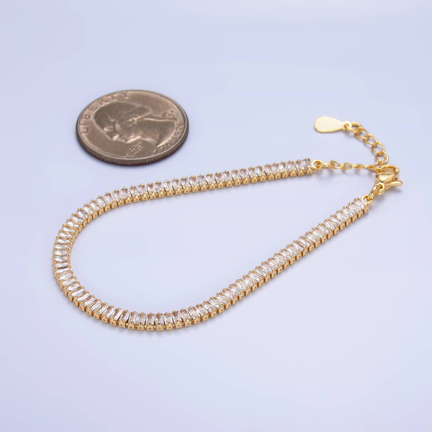 24K Gold Filled CZ Baguette 7inch Tennis Bracelet | WA-2975