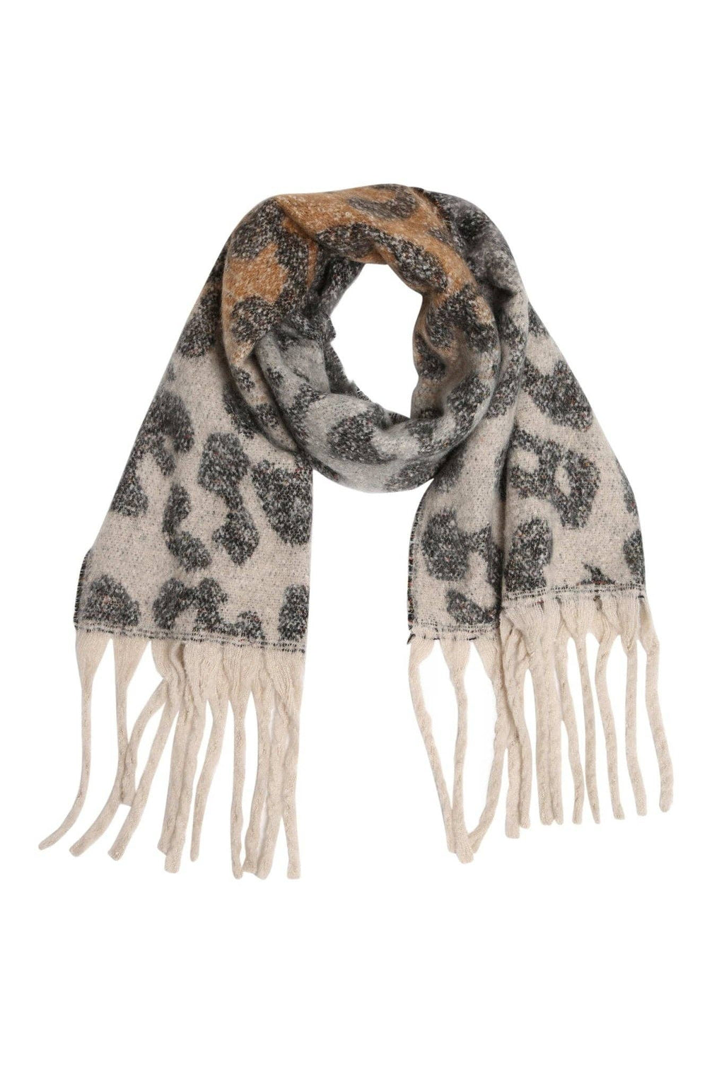 JS2417 Leopard Chunky Oblong Scarf with Fringe