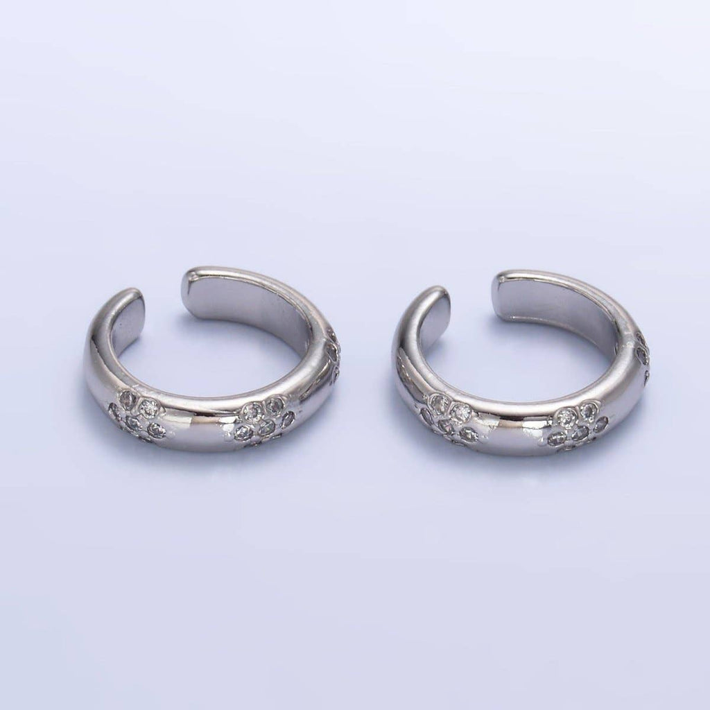 24K Gold Filled CZ Dotted Ear Cuff Earrings in Gold & Silver | AI171 AI172