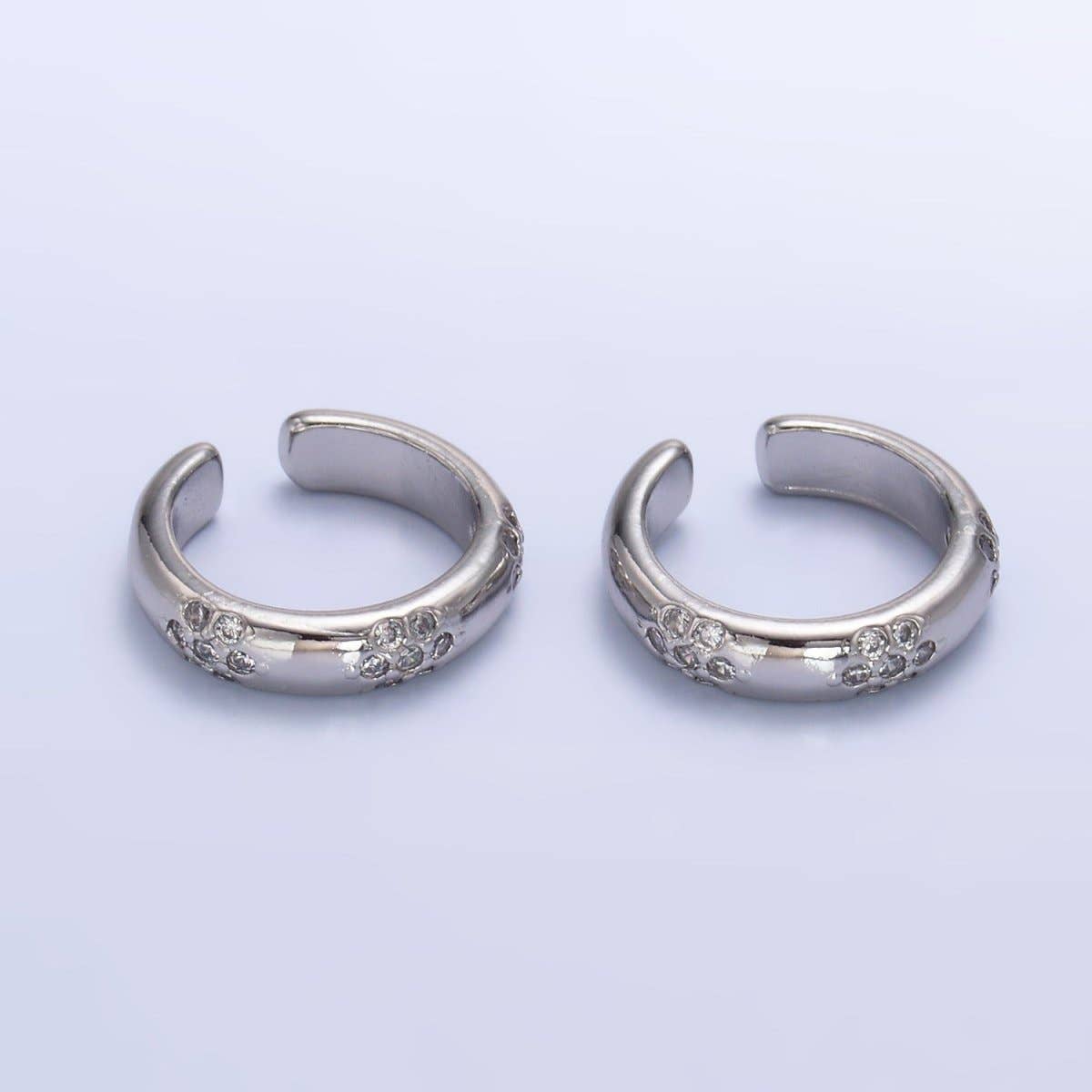 24K Gold Filled CZ Dotted Ear Cuff Earrings in Gold & Silver | AI171 AI172