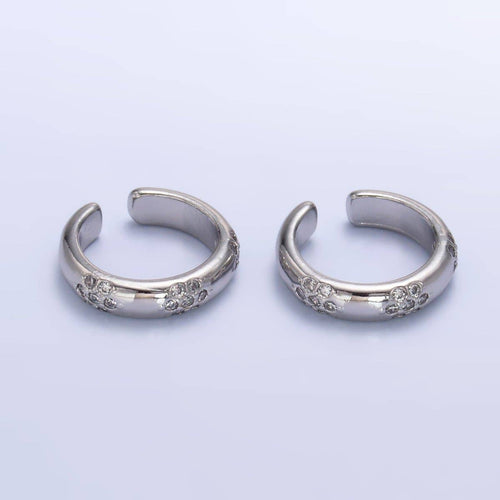 24K Gold Filled CZ Dotted Ear Cuff Earrings in Gold & Silver | AI171 AI172