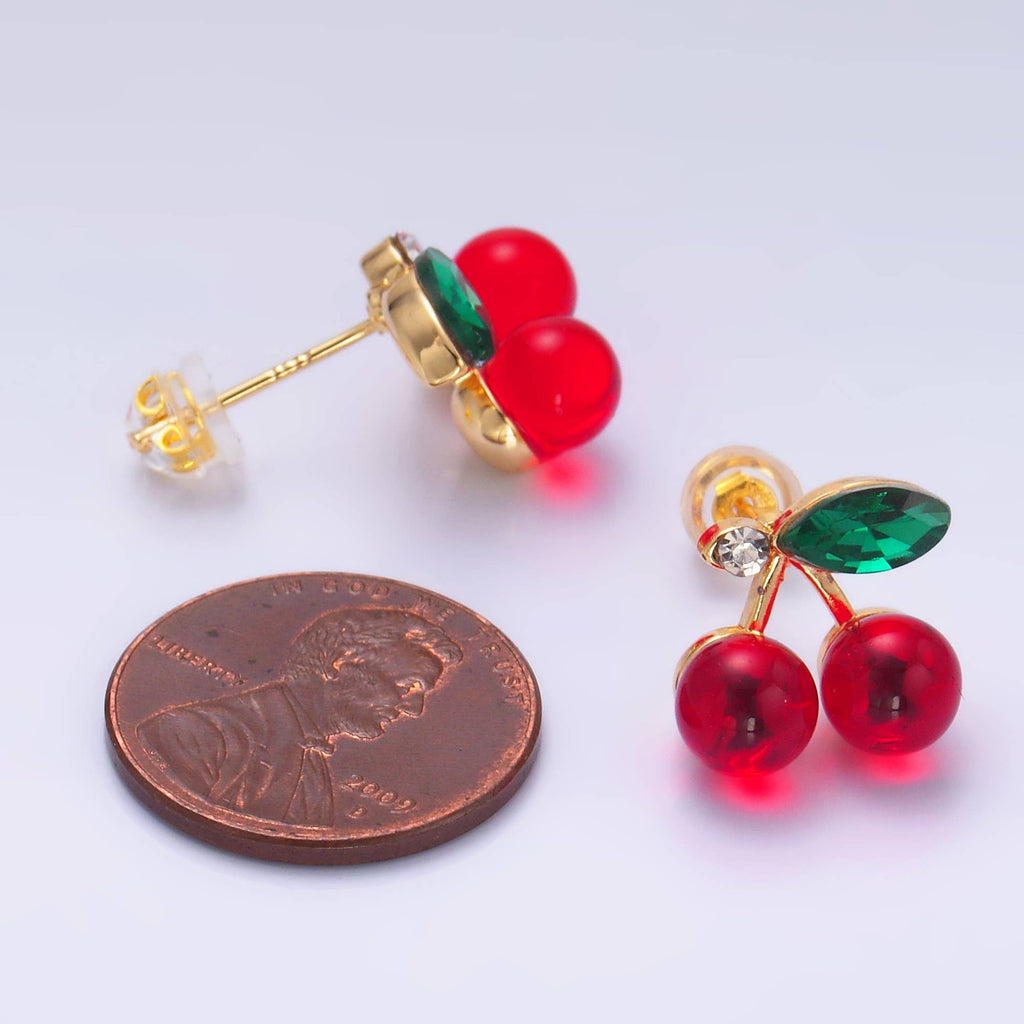 Red Cherry Stud Earring Summer Fruit Jewelry