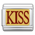 Italian Bracelet Charm - "KISS" Red and Gold 9mm Links