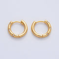 18K Gold Filled 16mm Simple Dotted Hinged Hoops Earrings | AD1612