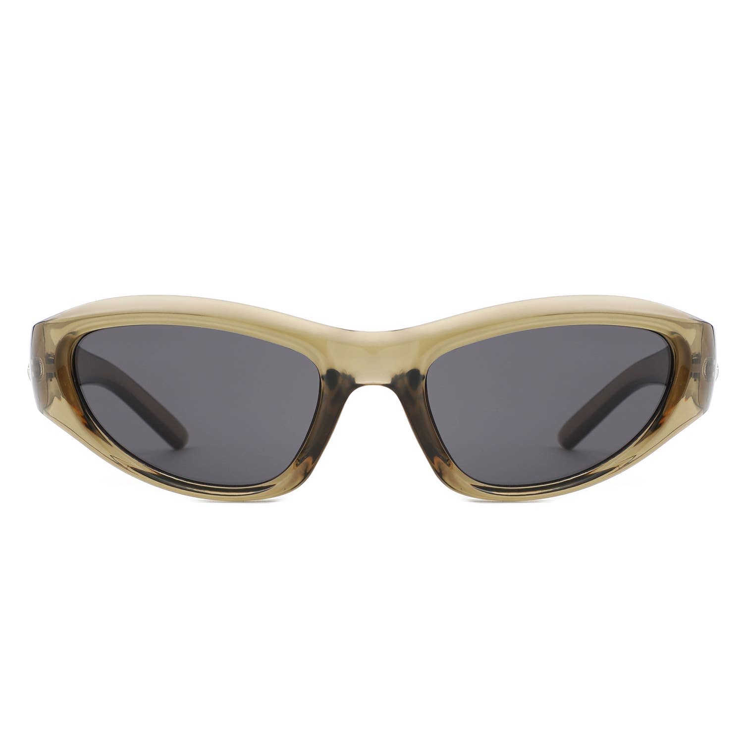 Y2K Slim Oval Unisex Wraparound Sunglasses with Star Temple