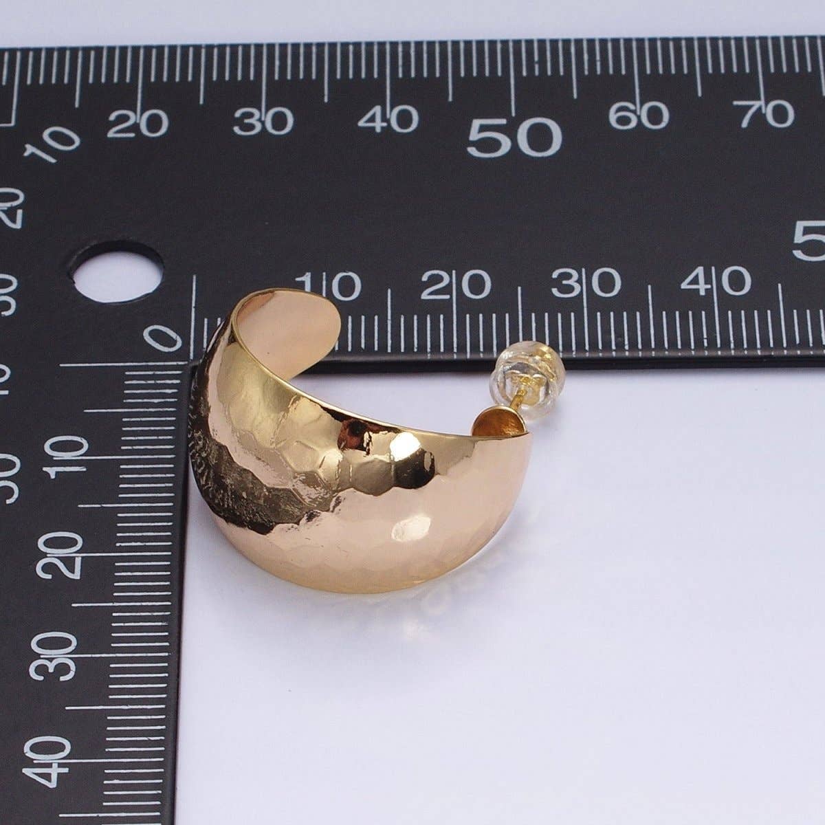 16K Gold Filled 25mm Round Multifaceted Wide Dome C-Shaped Hoop Earrings in Gold & Silver | AE023 AE024